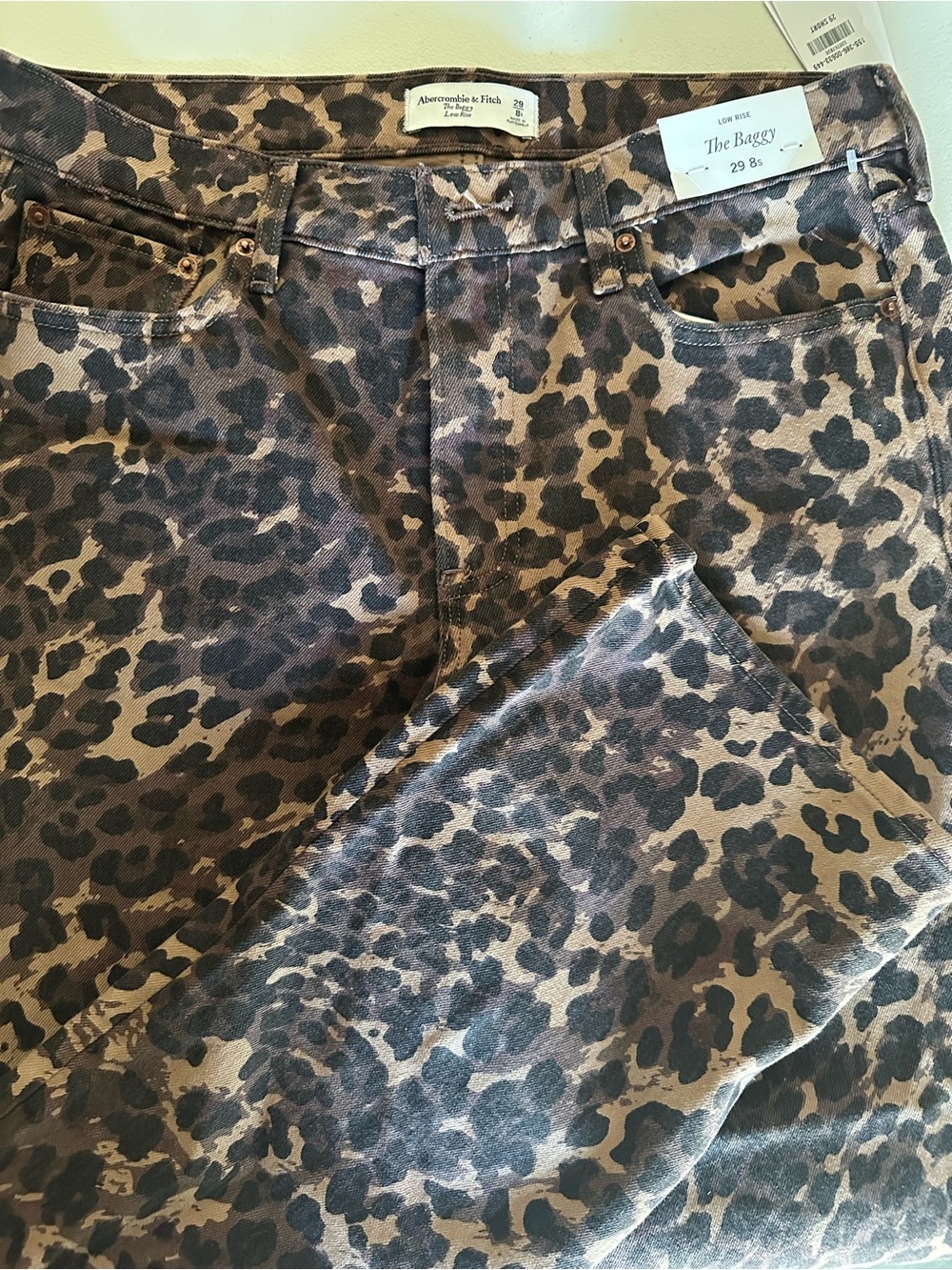 Abercrombie & Fitch Baggy Leopard Print Jeans - Brown & Black - Picture 2 of 7